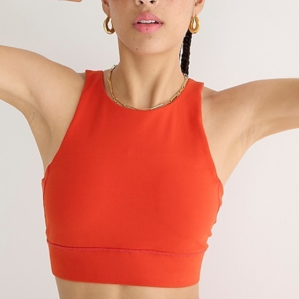 NWT J. Crew CloudStretch bright red high-neck sports bra